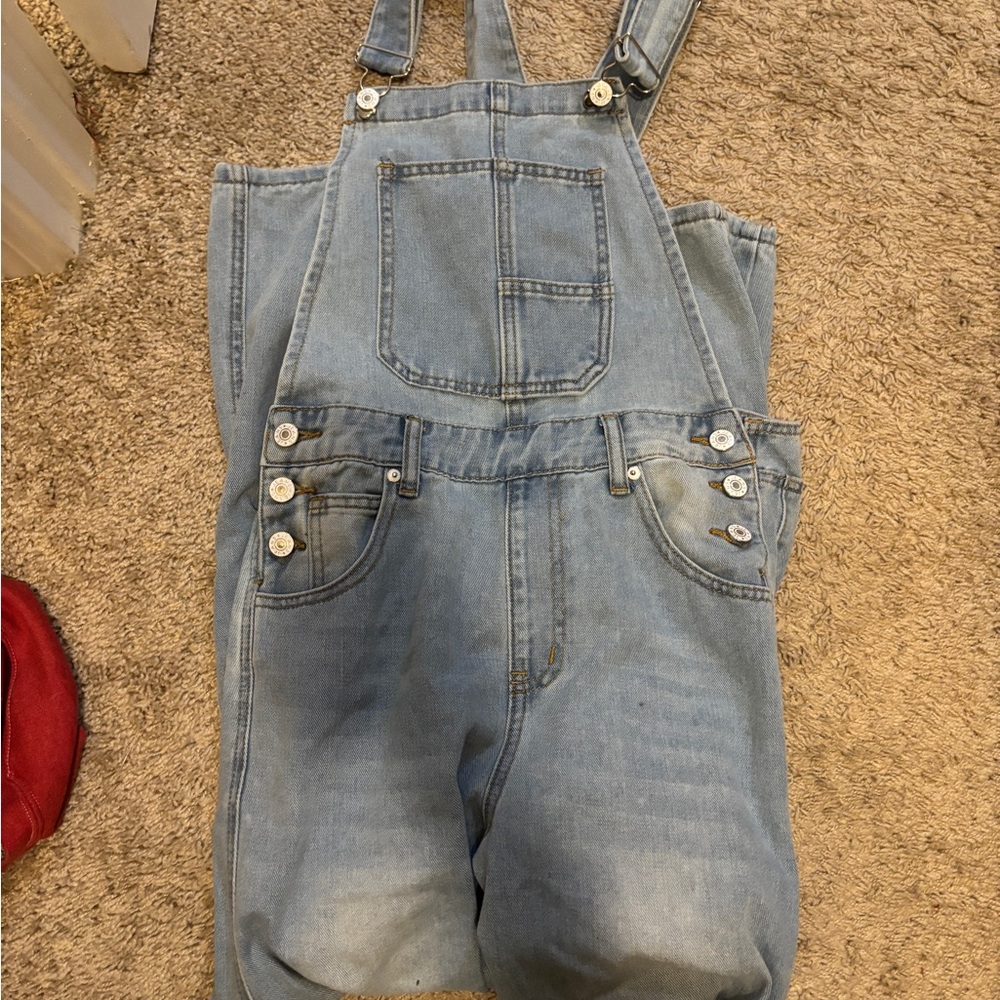 Women's Denim Barrel Leg Overalls - Picture 3 of 5
